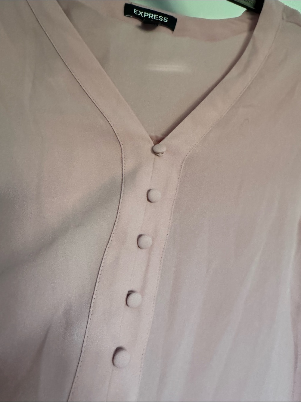 Express Blush Pink V-Neck Button-Front Blouse